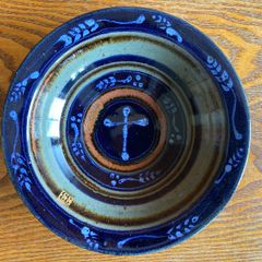 blue ceramic dish