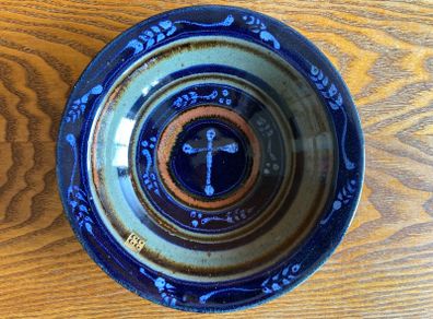 blue ceramic dish