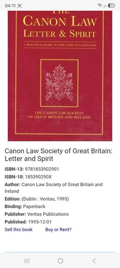 Rare Find. Canon Law: Letter and Spirit