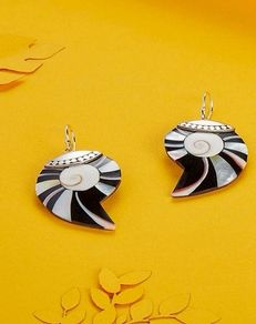 NEW - Sterling silver Bali Asymmetric Shell drop Earrings