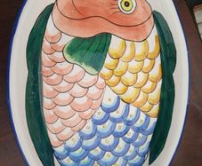 Large Ceramic Fish Platter, New, Glazed, Summer BBQ