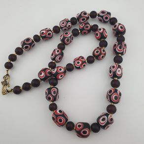 Antique Venetian Style Thousand Eyes & African Glass Beads Necklace