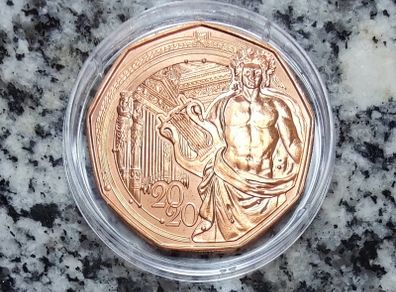 Austria 5 Euro Copper (.999) Uncirculated Coin 2020 - 150th Anniversary of Vienna's Musikverein Concert Hall - New Year Coins