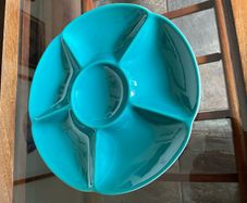 Confetti Serving Dish Teal Green by  Aluminia Royal Copenhagen Denmark 1950s