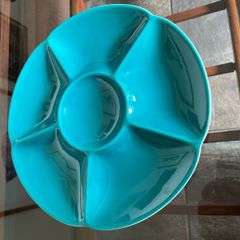 Confetti Serving Dish Teal Green by  Aluminia Royal Copenhagen Denmark 1950s