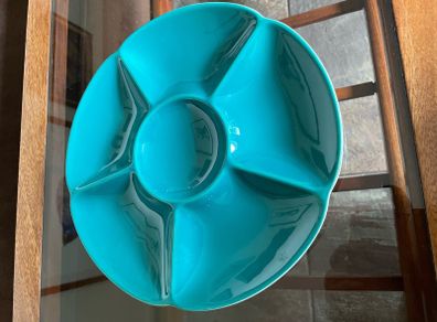 Confetti Serving Dish Teal Green by  Aluminia Royal Copenhagen Denmark 1950s