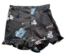 River Island satin high-waisted floral shorts