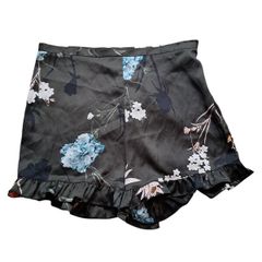 River Island satin high-waisted floral shorts