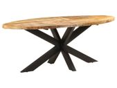 Dining Table Oval 200x100x75 cm Rough Mango Wood