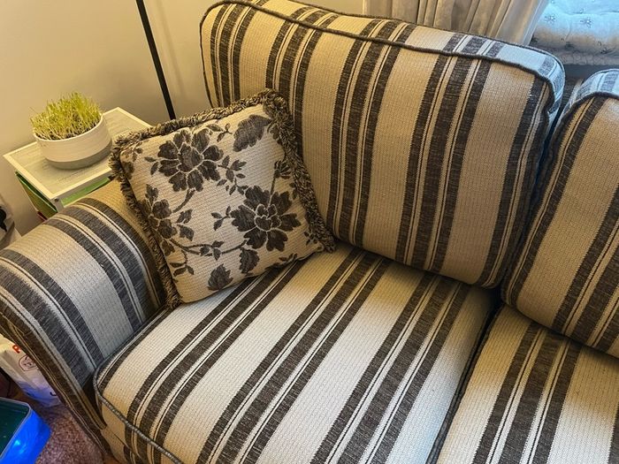 Beige and brown Couch with 2 cushions