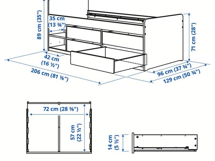 IKEA SLAKT Single Bed with Storage, Excellent Condition