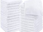 Cotton Washcloths Set - 30 x 30 cm, White - 100% Ring Spun Cotton, Premium Quality Flannel Face Cloths, Highly Absorbent and Soft Feel Fingertip Towels (24-Pack, White)