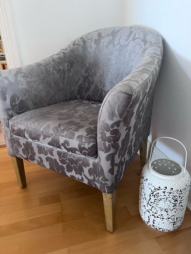Grey Flower Patterned Armchair