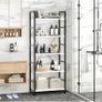 Industrial Bookshelf, 5-Tier 24.8" White Shelving Unit Wood Bookcase with Open Shelves, Rustic Standing Bookshelves Metal Frame Display Rack for Living Room,Bedroom, White Image 5