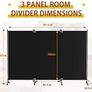 3 Panel Upgraded Room Divider Folding Privacy Screen, Freestanding Partition with Lockable Wheels, Room Separation for Home Office Bedroom, 262cm (W) x 183cm (H), Black Image 6