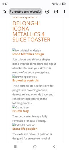 Delonghi metallic toaster