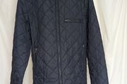 French Connection Mens Navy Quilted Jacket Size M Corduroy Elbow Patches FCUK