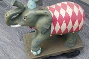 Beautiful Elephant on Metal Wheels