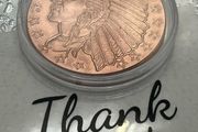 1avdp oz Fine 999 Copper Bullion Incuse Indian Head Round.(L)
