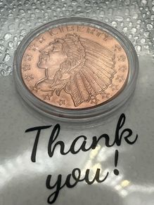 1avdp oz Fine 999 Copper Bullion Incuse Indian Head Round.(L)