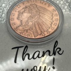 1avdp oz Fine 999 Copper Bullion Incuse Indian Head Round.(L)