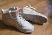 Nike Court Borough Mid White Yellow Women's Athletic Sneakers