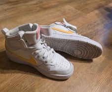 Nike Court Borough Mid White Yellow Women's Athletic Sneakers