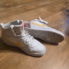 Nike Court Borough Mid White Yellow Women's Athletic Sneakers