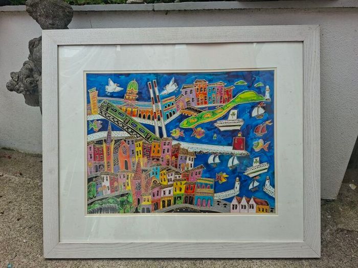 Stunning Large Original signed Painting(2004) of Dublin Bay by Irish Artist Simone Walsh