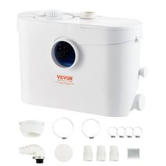 Macerator Pump, 700W, 9600 L/h Flow, 32.8 ft/10 m Head, Macerator Sewerage Sump Pump with 3 Water Inlets for Toilet, Basement, Kitchen, Sink, Shower, Bathtub Waste Water Disposal Upflush Machine