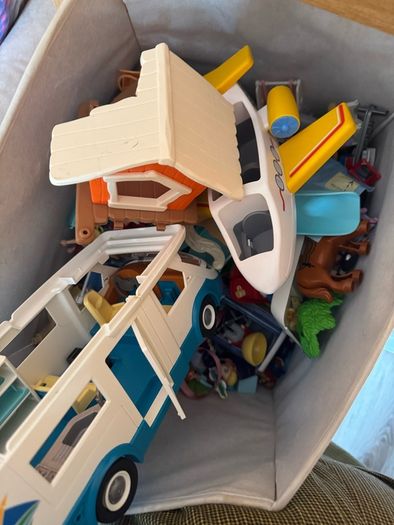 Box of playmobil