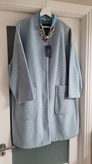 PAUL COSTELLOE powder blue oversized bucket coat Sz L - Fit 16-18UK - Bnwt Rrp 195