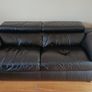 Black leather 3-seater sofa Image 4