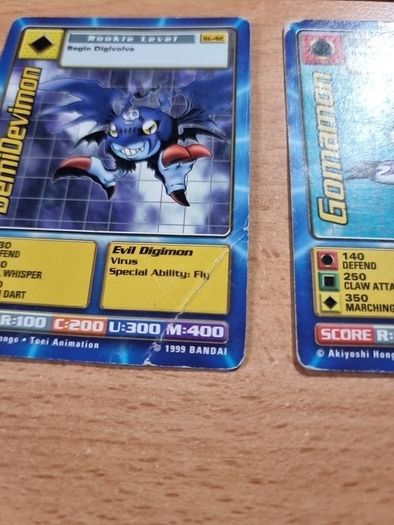 12 Rookie level Digimon cards. 1999