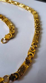 24K Solid Yellow Gold Round Chain and bracelet for men