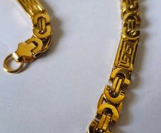 24K Solid Yellow Gold Round Chain and bracelet for men