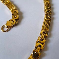 24K Solid Yellow Gold Round Chain and bracelet for men