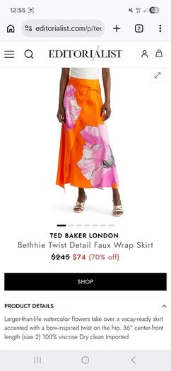 Ted Baker Bethhie Skirt - Orange - Size 3 UK 12 - BNWT RRP 155