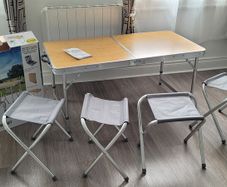 Folding Camping Table Set with 4 Stools