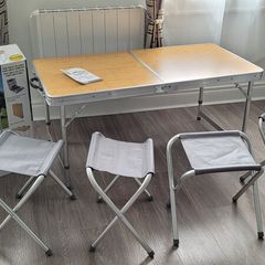 Folding Camping Table Set with 4 Stools