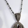 Vintage Beautiful Sterling Silver 925 Pendant With Garnet & Marcasite 18"  Chaine 10,7g Image 6