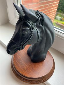 Vintage Black Resin Horse Head Display