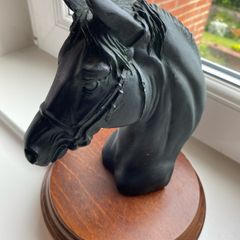 Vintage Black Resin Horse Head Display