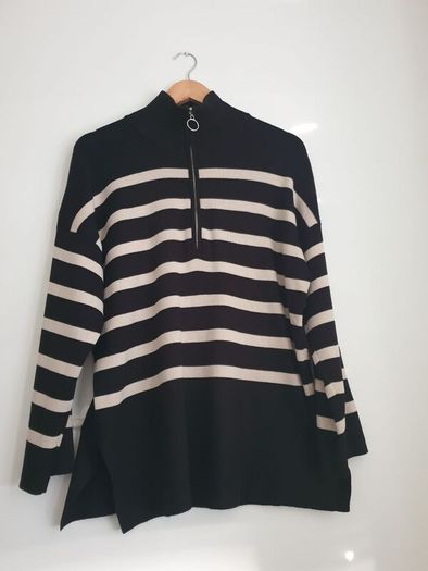Object.  Zip Striped Knitted Jumper Size Medium
