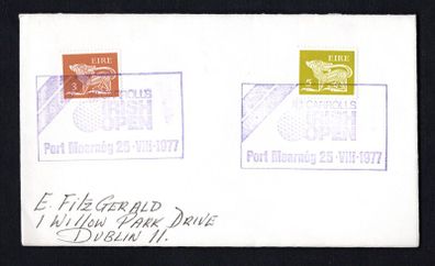 1977 Ireland Carrolls Irish Open (Golf Championship) Portmarnock, Dublin on 25th August 1977 tying 3p & 7p Gerl definitive stamp