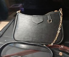 LV Black Designer-Style Shoulder Bag with Gold Chain Louis Vitton