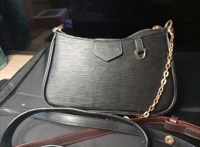 LV Black Designer-Style Shoulder Bag with Gold Chain Louis Vitton