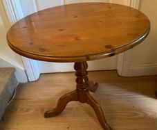 Solid Pine Round Occasional Table / Tripod Pedestal Side Table