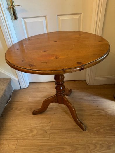 Solid Pine Round Occasional Table / Tripod Pedestal Side Table