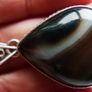 Vintage Botswana Agate 925 Sterling Silver Pendant Drop Shape length 1,6" - 10,7g Image 4
